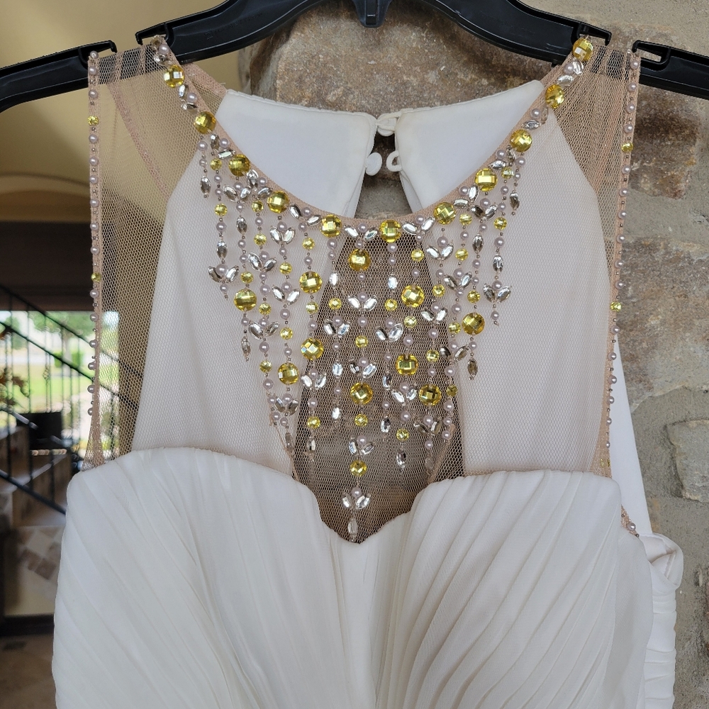 Adrianna Papell Ivory Dress with Pearl Accents